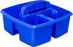 Storex Classroom Craft Caddy, 3 Compartment Plastic Organizer with Carry Handle, Assorted Colors, 9.25 x 5.25 x 9.25 Inch, Case of Six 5-Packs (00941U06C)