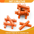 100 Pack Colored Clothespins Wooden 2.9 Inch, Orange Clothes Pins Wood, Clothing Pins Clips for Craft Pictures Classroom