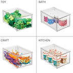 mDesign Plastic Closet Organizer Bin w/Pull Out Drawer - Stackable Storage for Closet - Organization for Shoes, Clothes, Bags, Totes, Small Linens, and More - Lumiere Collection - 2 Pack - Clear