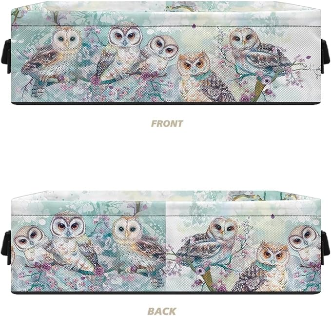 Small Storage Bins Multi-purpose Bathroom Organizer Basket Collapsible Toilet Paper Basket Space-saving Lightweight Fabric Home Storage Containers Basket, Owl Flower