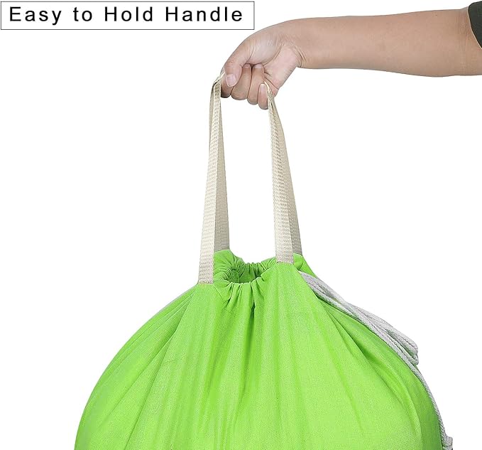 Heavy Duty Laundry Bag with Drawstring and Handle, Extra Large Travel Dirty Clothes Bag for Laundromat and Household, Durable Rip-Stop Laundry Hamper Liner, 28 x 40 Inch, Green