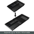mDesign Expandable Plastic Drawer Organizer and Storage Container for Office Supplies - Gel Pen Pencil, Marker, Stationary, Desk Supply Holder for Drawers and Desktop - Lumiere Collection - Black