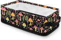 Storage Bins Fabric Storage Baskets Shelves Closet Organization Decorative Versatile Household Organizer Bins for Toilet Paper Rolls Cosmetics, Mushroom Leaves Black