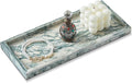 Natural Small Marble Vanity Tray, Luxury Stone Organizer for Bathroom & Kitchen | Holds Soap Dispenser, Jewelry, Perfume | Non-Resin, Non-Ceramic Décor (Cyan-Green, M (11.8" x 5.1" x 0.78"))