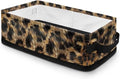 Decorative Toilet Paper Baskets Collapsible Storage Bins for Organizing Small Items Container Bathroom Home Accessories and Decor 13.89 x 7.13 x 4.37 Inch, Brown Black Leopard Print