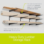 Delta Heavy Duty Wood and Lumber Storage Rack, Holds Up To 480 lbs - Easy to Install Mounted Rack With Steel Construction for Indoor & Outdoor Storage Solution For Garage, Basement & Pantry Cycle