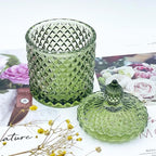 Colorful Glass Jar With Lid,Candy Cookie Jars,Jewelry Box,Christmas Decorative Jar(Olive Green)