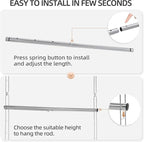 STORAGE MANIAC Hanging Closet Rod, Adjustable Width and Height Closet Hanging Organizer, Space-Saving Clothes Hanging Bar, Closet Extender Hanging Rod Double Closet Hanging Rod, 2 Pack Chrome