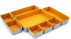 Welaxy Felt Desk Drawer Organizer Trays, 8-Piece Storage Bins for Office Supplies, Entryway Catchall, Makeup & Decluttering (Curry)