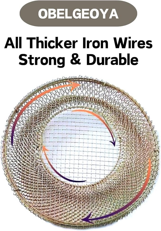 Collapsible Round Egg Basket - Metal Wire Storage with Handles, Perfect for Hanging & Family Farm Gathering - Gloden Basket for Chicken Farm, Holds 25 eggs, Small