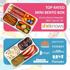 Small Snack Containers for Kids Toddlers - 3 Compartments (Set of 2) - Leak-proof Reusable Snack Boxes with Lids - BPA-Free Mini Bento Lunch Box - Ideal for School, Holds 2 Cups (Pink + Purple)