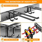 64'' Garage Tool Organizer Wall Mount - Heavy Duty 680 lbs Capacity Tool Rack with 10 Adjustable Hooks, Wall Mounted Storage System for Garage, Shed, Workshop (Black)