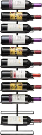 Sorbus Wall Mount Wine Rack – Holds 12 Bottles – Black Metal Wine Bottle Holder for Wall, Modern Wine Rack for Home Bar, Kitchen