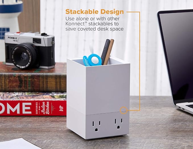 Bostitch Office Konnect Pencil Cup Desk Organizer, Pen Cup, White (Pack of 2)