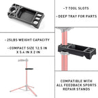 Feedback Sports | Tool Tray for Bike Repair Stands | Compatible W Upright Repair Stands | Black