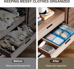 DIMJ Drawer Organizers - Set of 4 Fabric Closet Organizers and Storage, Drawer Dividers for Baby Clothes, Socks, Belt, Tie (Blue)