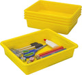 Storex Letter Size Flat Storage Tray – Organizer Bin for Classroom, Office and Home, Yellow, 5-Pack (62519A05C)