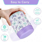 12oz Soup Thermo for Hot Food Kids Insulated Food Jar Wide Mouth Lunch Container Leak Proof Stainless Steel Vacuum Bento Box for School Office Travel Outdoors White-Butterfly