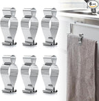 Aieve 6 Pcs Stainless Steel Towel Clips,Hand Towel Clips for Kitchen or Bathroom, Towel Holder Clips for Towel Rack,Oven Handle, Dishwasher, Stove