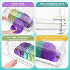 2 Pack Large Hat Organizer Box, Stackable Clear Baseball Caps Holder Box Containers with Sliding Door for Hats Snapback Cap Storag, Hat Rack Display Case, Holds 20 Hats Each -Clear