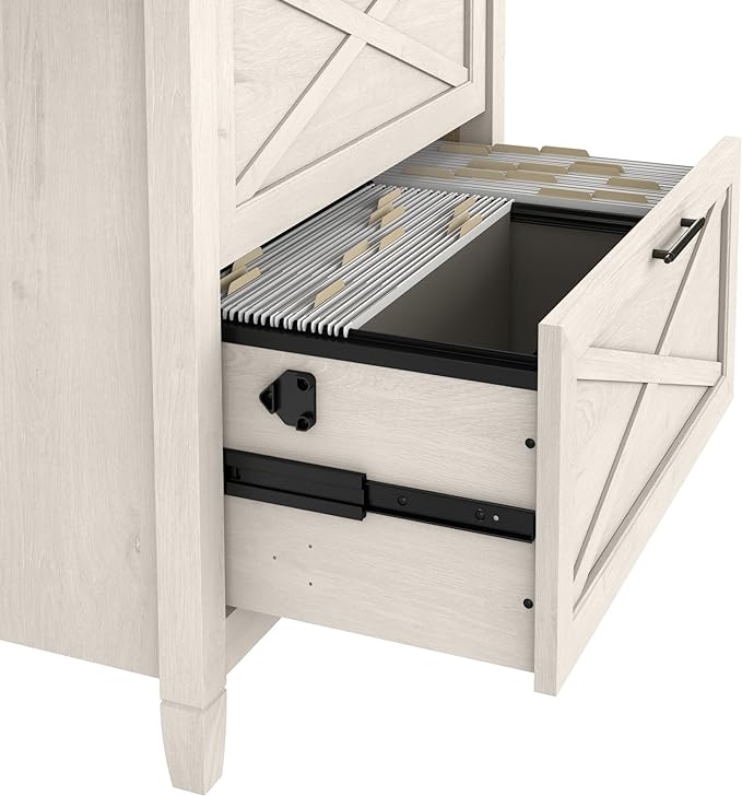 Bush Home Key West 2 Drawer Lateral File Cabinet in Linen White Oak, Document Storage for Home Office, Accent Chest with Drawers