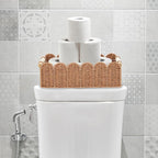 Garvee 2-Pack Scalloped Wicker Baskets for Organizing, Woven Paper Rope Storage Bins with Handles, Toilet Paper Basket Decorative for Countertop, Shelf, Bathroom, Tank Top