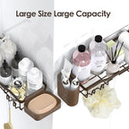 Shower Caddy Adhesive Shower Organizer 7-Pack, Rustproof Stainless Steel Bathroom Shelves, Large Capacity No-Drill Rack Storage Accessories with Soap Dish Toothbrush Holder Hooks