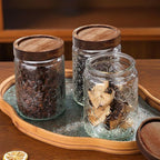 34 OZ Vintage Glass Jar with Lid, Airtight Food Storage Canisters with Bamboo for Kitchen Counter Pantry, Ideal for Coffee, Candy, Tea, Oats, Sugar, Cookies Decorative Jars-Sunflower
