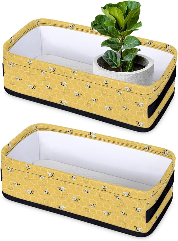 Bee Honey Theme Bathroom Storage Baskets Waterproof Bathroom Counter Organizer Decorative Toilet Paper Storage Basket for Organizing for Bathroom Living Room Decor