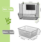 X-cosrack Metal Wire Basket Wall Mount, 3 Tier Wall Storage Basket Organizer with Hanging Hooks Chalkboards, Rustic Kitchen Fruit Produce Bin Rack Bathroom Tower Baskets (Black)