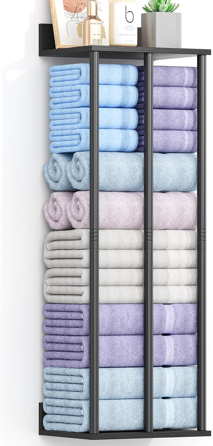 Large Towel Racks for Bathroom Wall Mounted, Updated 3 Bar Bath Towel Holder for Bathroom Wall, 34'' Bath Towel Rack for Bathrooms, Metal Small Bathrooms Towel Storage Rack, RV Towels Rack, Balck