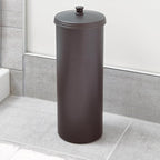 iDesign Freestanding Bathroom Toilet Paper Storage Holder with Lid for 3 Extra Rolls, Bronze
