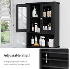 Meilocar Over The Toilet Storage Cabinet for Bathroom, Storage Organizer Over Toilet with Glass Doors, Space Saver for Living Room, Black