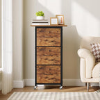 3 Drawer File Cabinet, Vertical Filing Cabinet with Wheels, Printer Stand with Non-Woven Fabric Drawer, Adjustable Hanging Rods, fits A4/Letter Size, for Home Office, Rustic Brown FCHR5901
