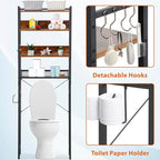 SUPER DEAL Over The Toilet Storage Shelf, 4-Tier Bathroom Organizer Space Saver Rack Wood Shelf, Rustic Brown