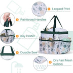 F-color Shower Caddy Portable - Mesh Shower Bag Basket Tote for College Dorm Room Essentials Bathroom Gym Camp Quick Dry for Women Men with S Hook, Green Pineapple