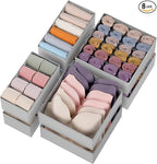 Criusia Drawer Organizer Clothes, 8 Pack Dresser Organizer for Underwear, Sock, Baby Clothes- Foldable Closet Organization and Storage Dividers Bins for Nursery, Bedroom (Grey)