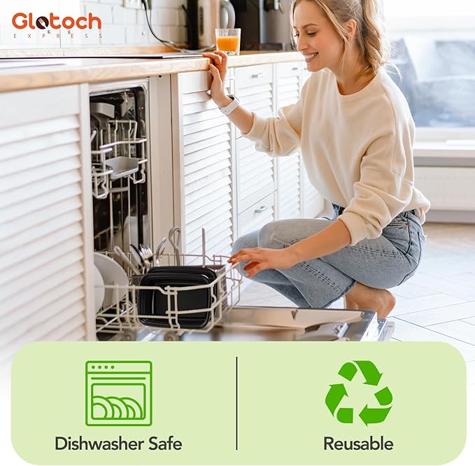 Glotoch 28oz Meal Prep Containers, 10 Pack (20-Piece) Reusable Food Storage Containers with Lids Microwave, Freezer, Dishwasher Safe - Leakproof & BPA Free Durable Plastic Lunch Box To Go Take Out