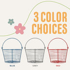 CONCORD 8" Egg Basket For Storage Collecting and Transporting Chicken and Duck Eggs. Farm Grade Wire Baskets. 2 Pack (Red)