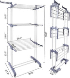 Clothes Drying Rack Foldable Drying Rack Clothing,Oversize 4 Tier(70" High) Clothes Horses Stainless Steel Laundry Drying Rack with Collapse Base& 24 Poles for Clothing&Bed Linen,Gray