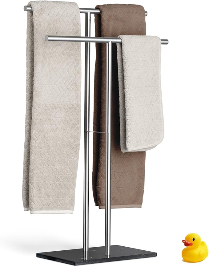 Towel Stand – Freestanding Towel Rack for Bedroom & Bathroom, Heavy-Duty Towel Drying Rack with Sturdy Base, Stylish Modern Free Standing for Spa & Home 1.6'x2.7'x0.7'
