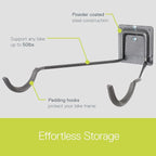 Delta Cycle 2 Bike Rack Garage - Foldable Bicycle Wall Mount Hanger with Storage Shelf Holds Up to 65 lbs