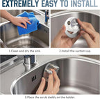 2 Pack Stainless Steel Smiley Face Dish Sponge Holder, Silver Sink Caddy Organizer Storage with Suction Cup for Kitchen, Kitchen Accessories Decor Scrubber-Silver