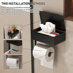 Generic Wall Mount Toilet Paper Holder with Storage Box, Black Metal, Modern Style, 8.07x4.92x2.56 Inch Bathroom Organizer
