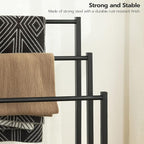 HOOBRO Free Standing Towel Rack, 3 Tier Blanket Rack, Blanket Holder for Bathroom, 16.9" L x 11" W x 31.9" H, Industrial Metal Drying and Display Rack with Shelf, Greige and Black BG03LB01