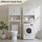 Over The Toilet Storage Cabinet, Behind Toilet Bathroom Organizer with Adjustable Shelves, Wooden Above Toilet Storage Shelf, Space Saver for Restroom, Bathroom, Laundry