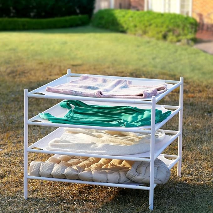 4-Layer Stackable Laundry Drying Rack, Mesh Clothes Drying Rack, Great for Sweaters, Wool, Herbs & More