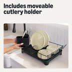 Amazon Basics Stainless Steel Dish Drying Rack, 15.2 x 11.6 x 4 in., Black