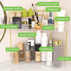 NATURE'S SOURCE Makeup Organizer for Vanity, 2-Tier Corner Bathroom Organizer Countertop with Makeup Brush Holder, Corner Counter Storage for Bathroom Dresser-Clear