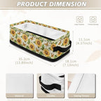 Narrow Storage Basket Decorative Fabric Storage Bin for Organizing Towels Toilet Paper Basket Long Tidy Storage Bin for Bedroom Bathroom Small Items, Sunflower Butterfly Letter Print